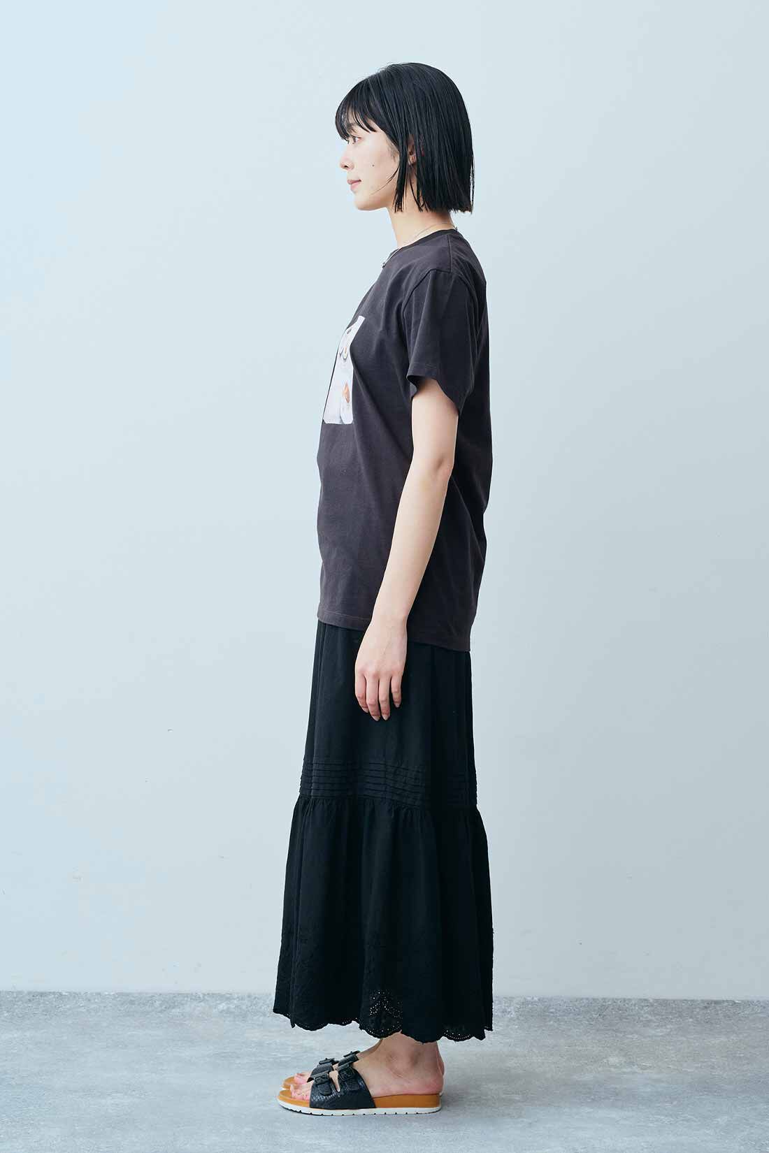 THREE FIFTY STANDARD|THREE FIFTY STANDARD 小谷 実由さんと作った 想い出のフォトTシャツ〈チャコールグレー〉|モデル身長：163cm　着用サイズ：M