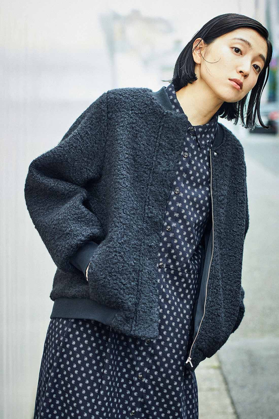 THREE FIFTY STANDARD|ボアジップアップブルゾン〈ブラック〉のコーディネート