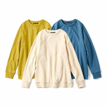 フライス編みのストレッチラグランスリーブTシャツの会