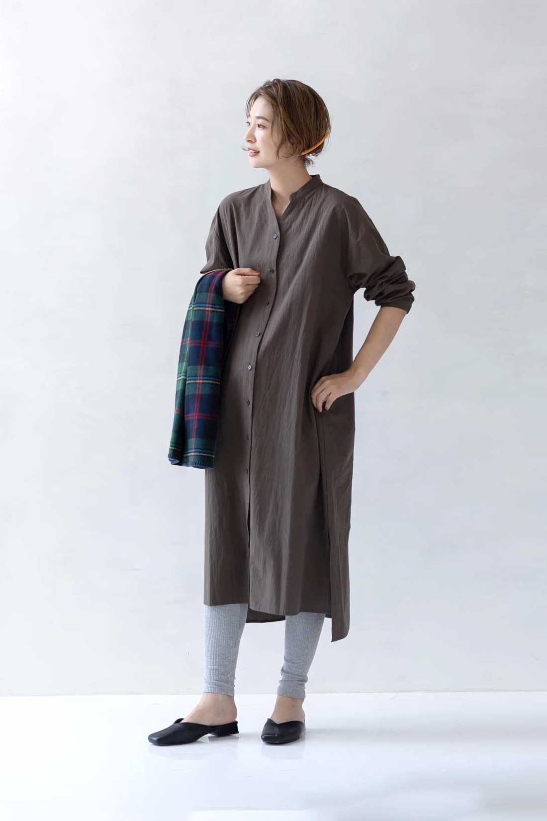 フェリシモMama|【はじめてのマタニティセット】Moredde　マタニティから産後も使える　ワンピースパジャマ〈ドット〉＆ウエストクロスのリブレギンス〈杢グレー〉
