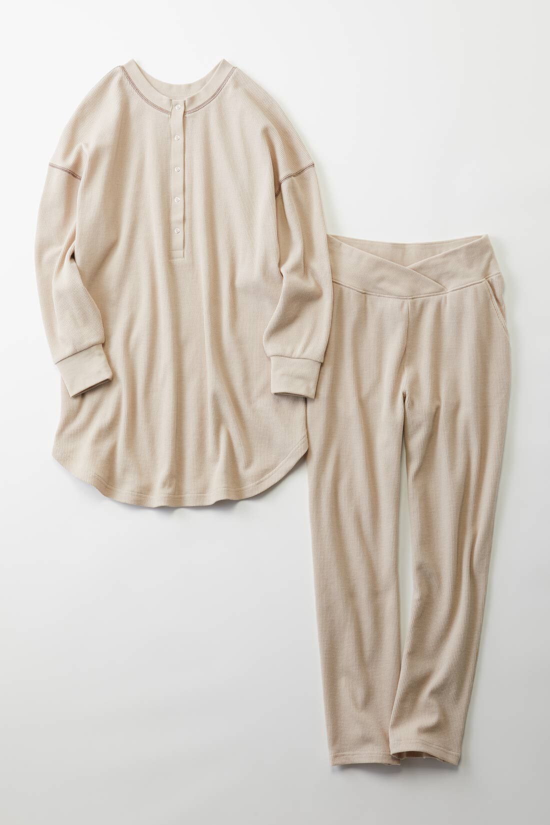 フェリシモMama|Moredde　ワッフル素材のルームウェアセット〈ベージュ〉