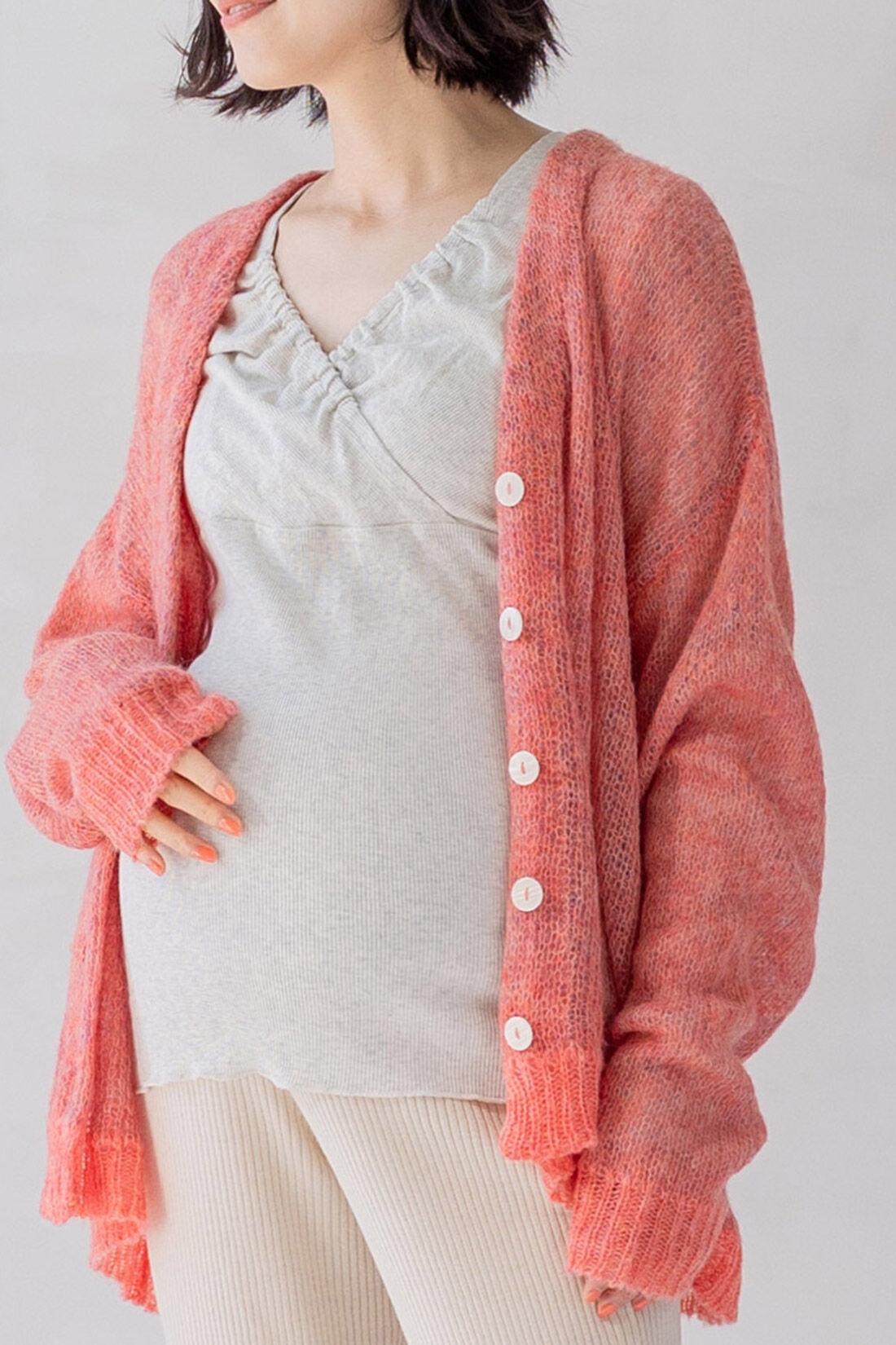フェリシモMama|Moredde　綿１００％のエニワイズ加工が肌にやさしい　カシュクール授乳インナートップス〈アイボリー〉