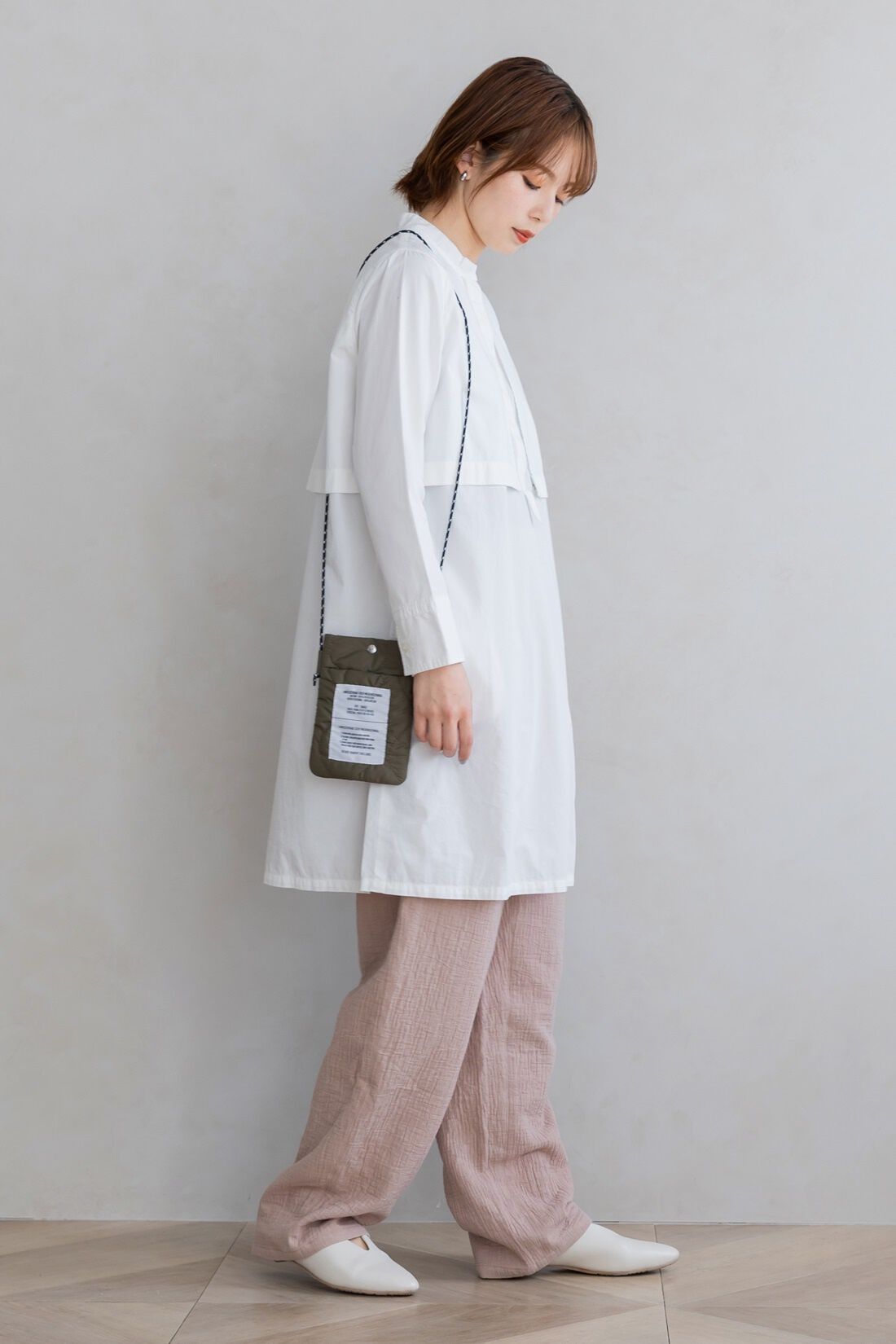 FELISSIMO Mama|Moredde　綿100％楊柳ダブルガーゼ素材が気持ちいい　産前産後楽しめるワイドパンツ〈モカベージュ〉