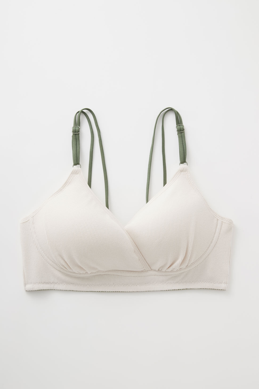 FELISSIMO Mama|［Mama select］産前・産後使える　ストラップが伸びて授乳しやすい　リブ素材のカシュクール授乳ブラジャー〈オフベージュ〉