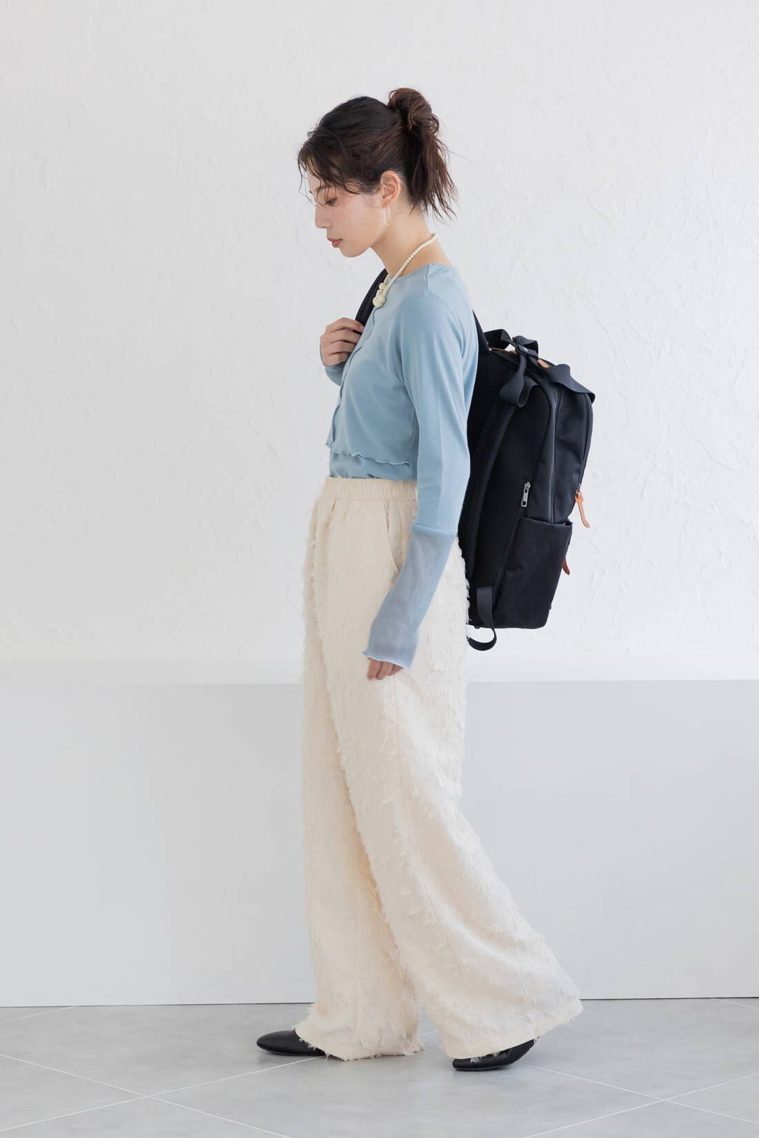 FELISSIMO Mama|Moredde　心地いい素材の袖口シアー２ーＷＡＹ授乳トップス〈スモーキーブルー〉