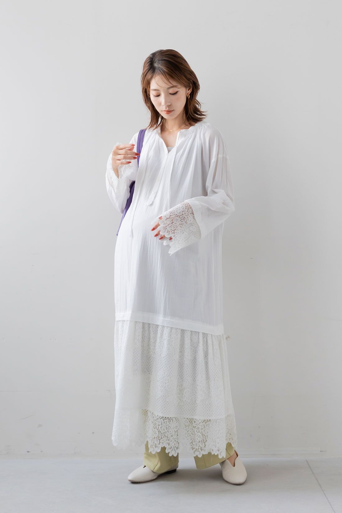 フェリシモMama|Moredde　マタニティから産後も使える　ストレッチストレートパンツ〈スモーキーイエロー〉