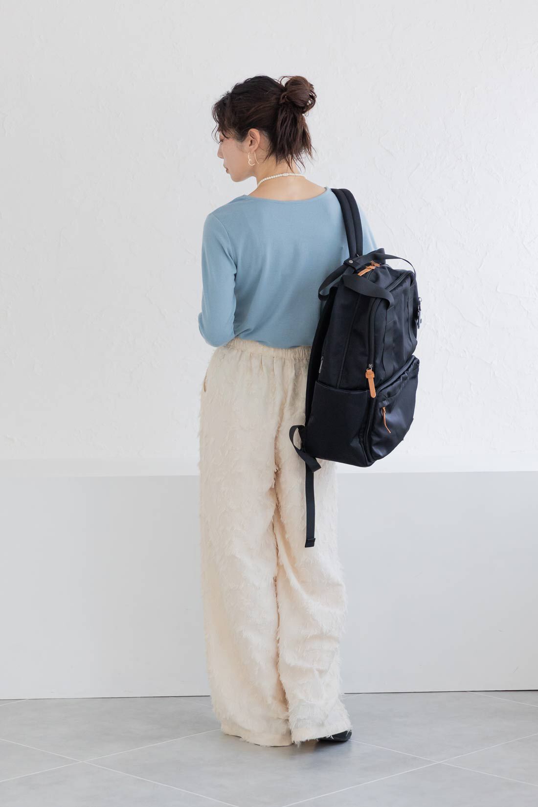 FELISSIMO Mama|Moredde　心地いい素材の袖口シアー２ーＷＡＹ授乳トップス〈スモーキーブルー〉