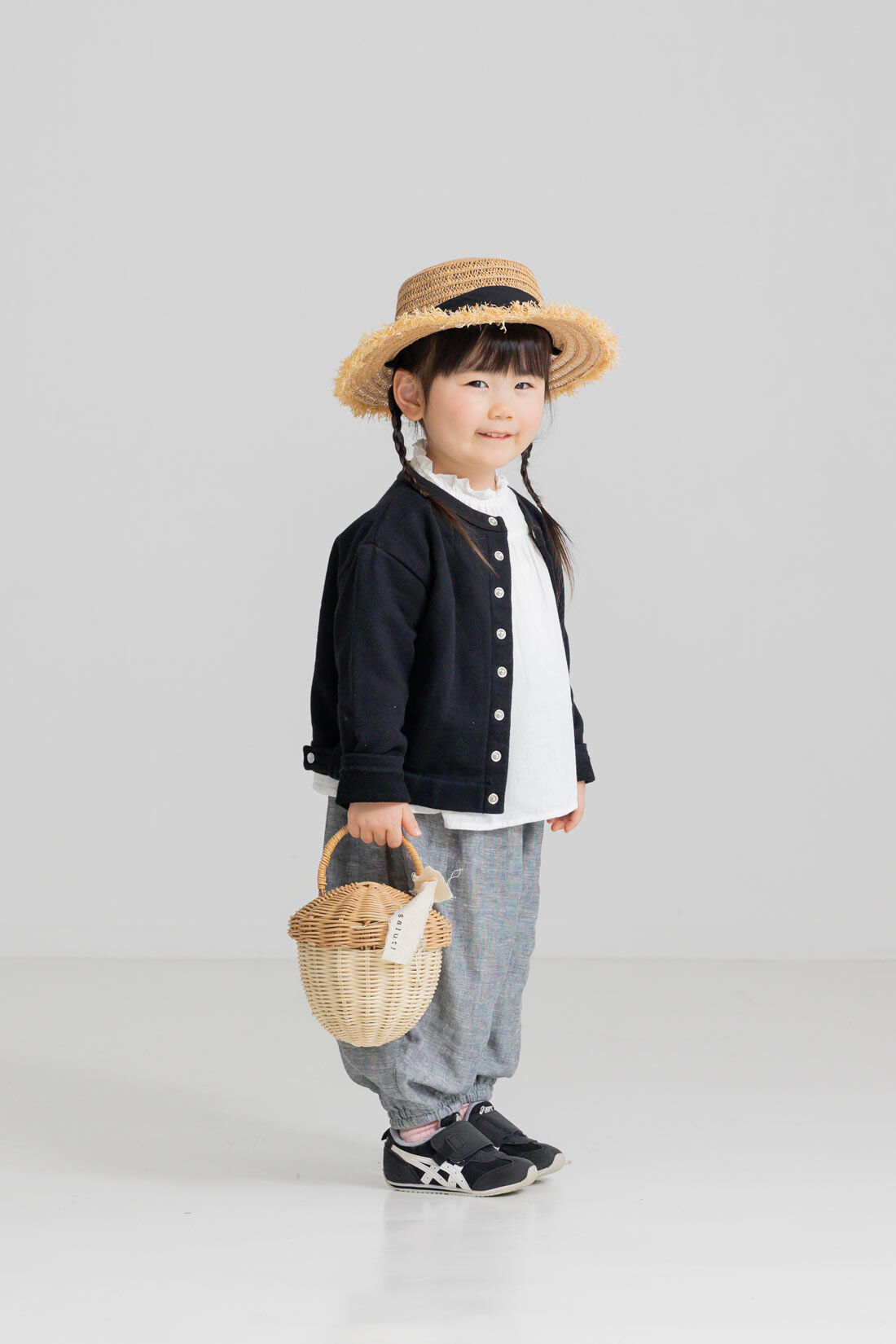 FELISSIMO Mama|リブ　イン　コンフォート　肌に当たる裏側は綿１００％！　風合いのいい麻混ダブルガーゼのぽんわりキッズパンツ〈グレー〉|ふわっとした形がかわいらしい