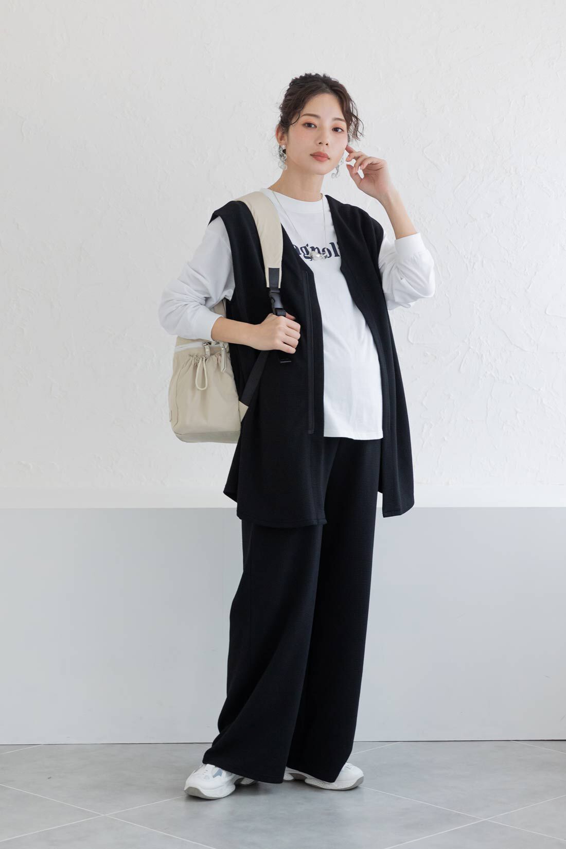 FELISSIMO Mama|Moredde　マタニティから産後も使える　２－ＷＡＹカットソーセットアップ〈ブラック〉