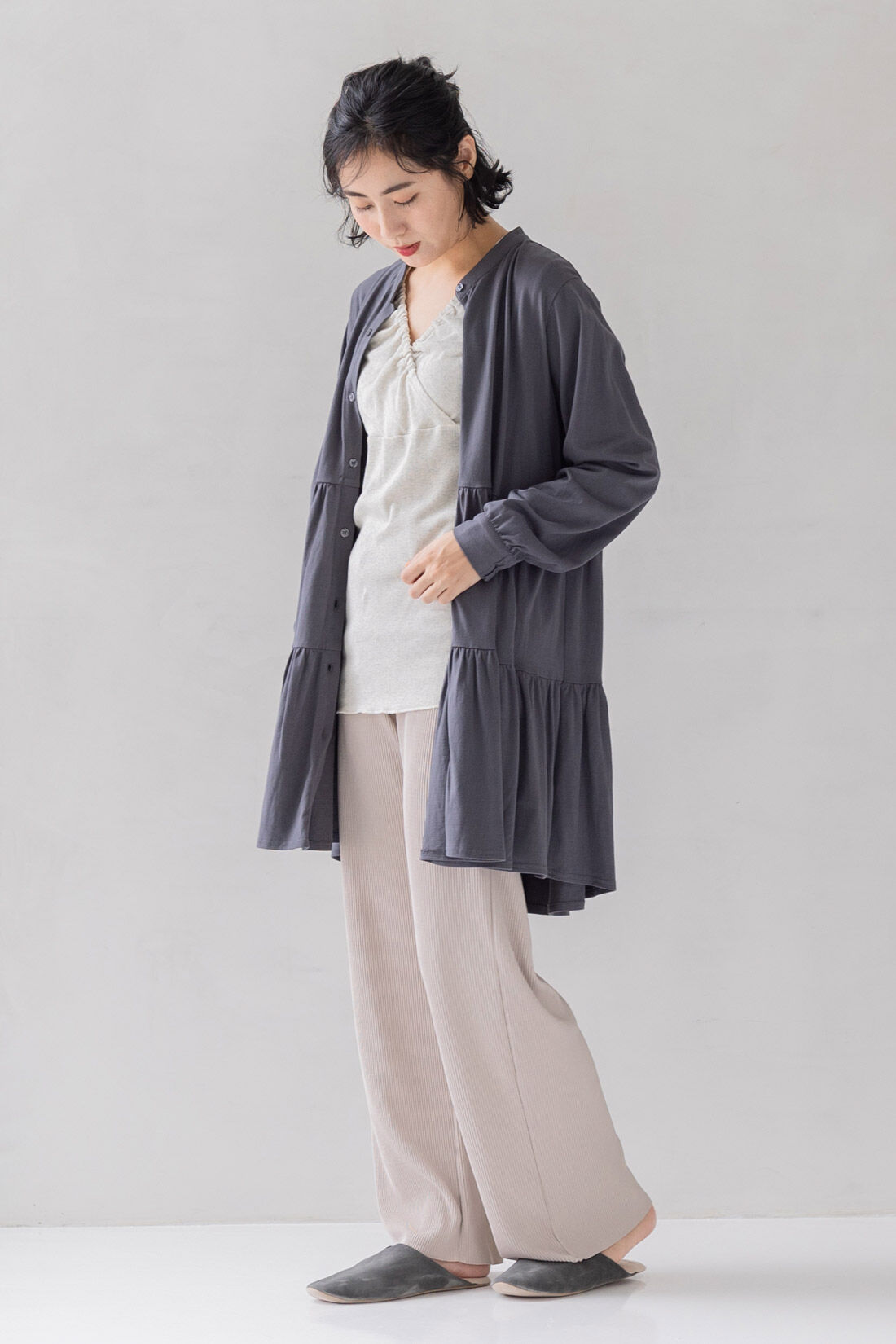 フェリシモMama|Moredde　綿１００％のエニワイズ加工が肌にやさしい　カシュクール授乳インナートップス〈アイボリー〉