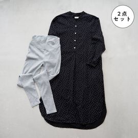 フェリシモMama | マタニティパジャマ 授乳 ワンピースパジャマ〈ドット〉＆ リブレギンス〈杢グレー〉