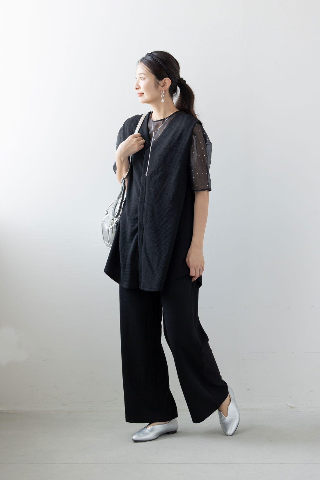 FELISSIMO Mama|Moredde　マタニティから産後も使える　２－ＷＡＹカットソーセットアップ〈ブラック〉