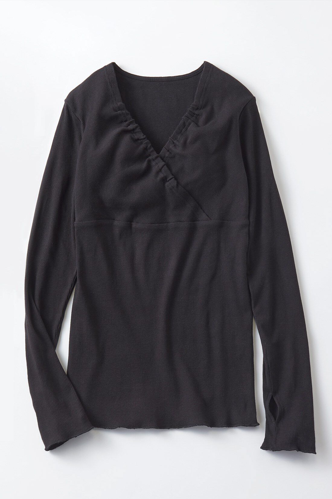 FELISSIMO Mama|Moredde　綿１００％のエニワイズ加工が肌にやさしい　カシュクール授乳インナートップス〈ブラック〉|着まわしに便利なブラック。