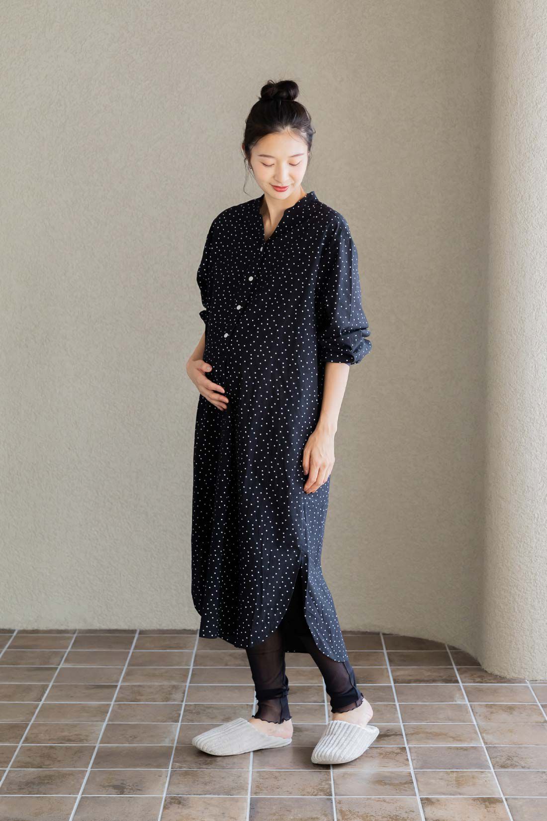 フェリシモMama|Moredde　マタニティ・産後使える　すそシアーレギンス〈ブラック〉