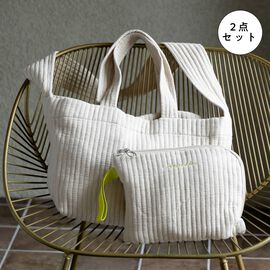 フェリシモMama | キルティング マザーズトートバッグ マザーズバッグ おむつポーチ〈ライトベージュ〉