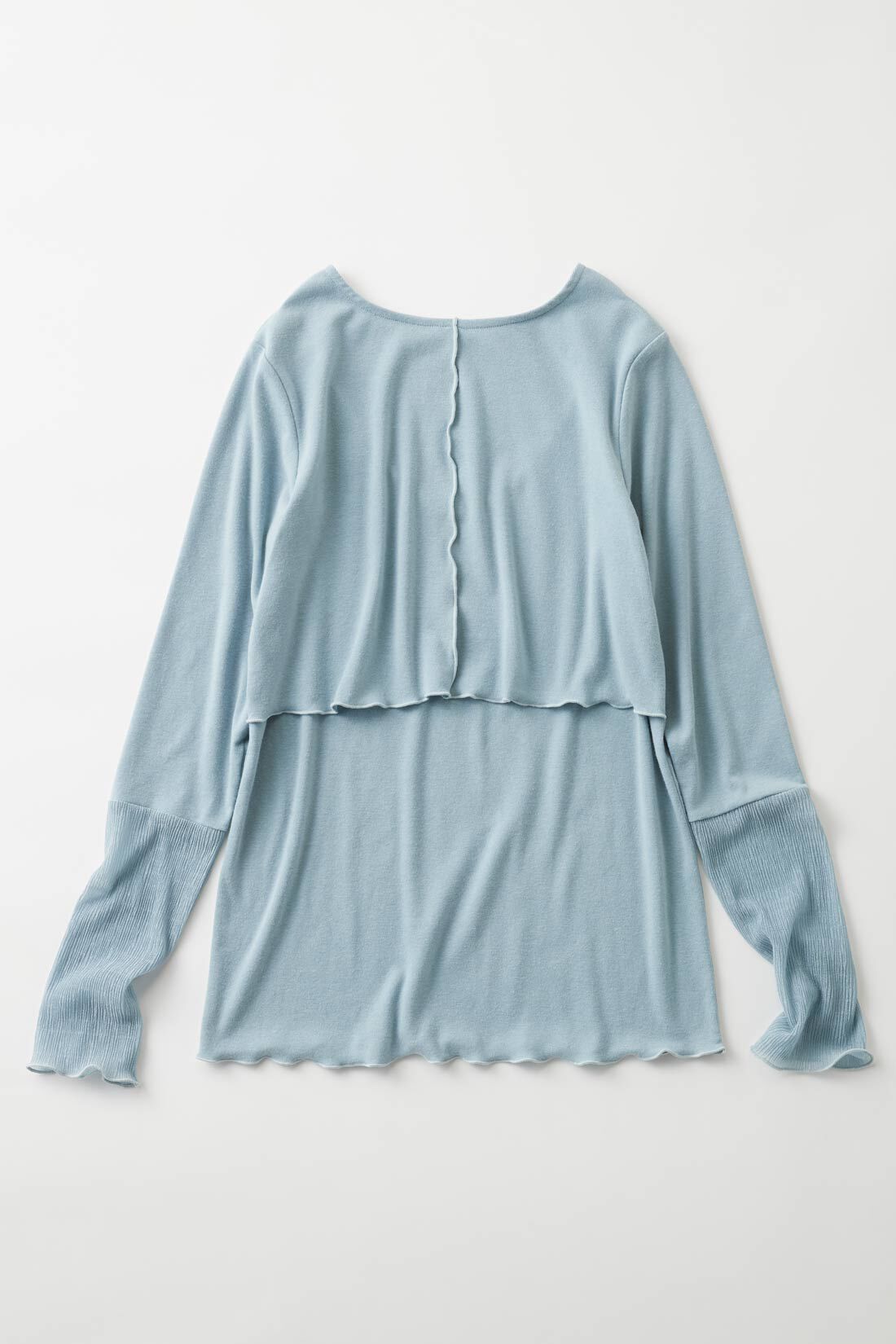 FELISSIMO Mama|Moredde　心地いい素材の袖口シアー２ーＷＡＹ授乳トップス〈スモーキーブルー〉|袖口やすそのメロウがかわいい