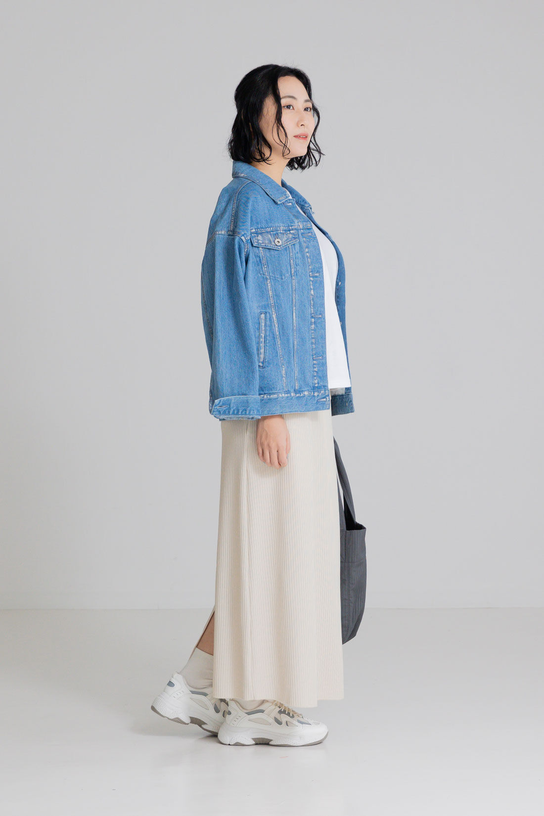 フェリシモMama|Moredde　リップルカットソー素材がらくちんきれいな　産前産後使えるIラインスカート〈アイボリー〉