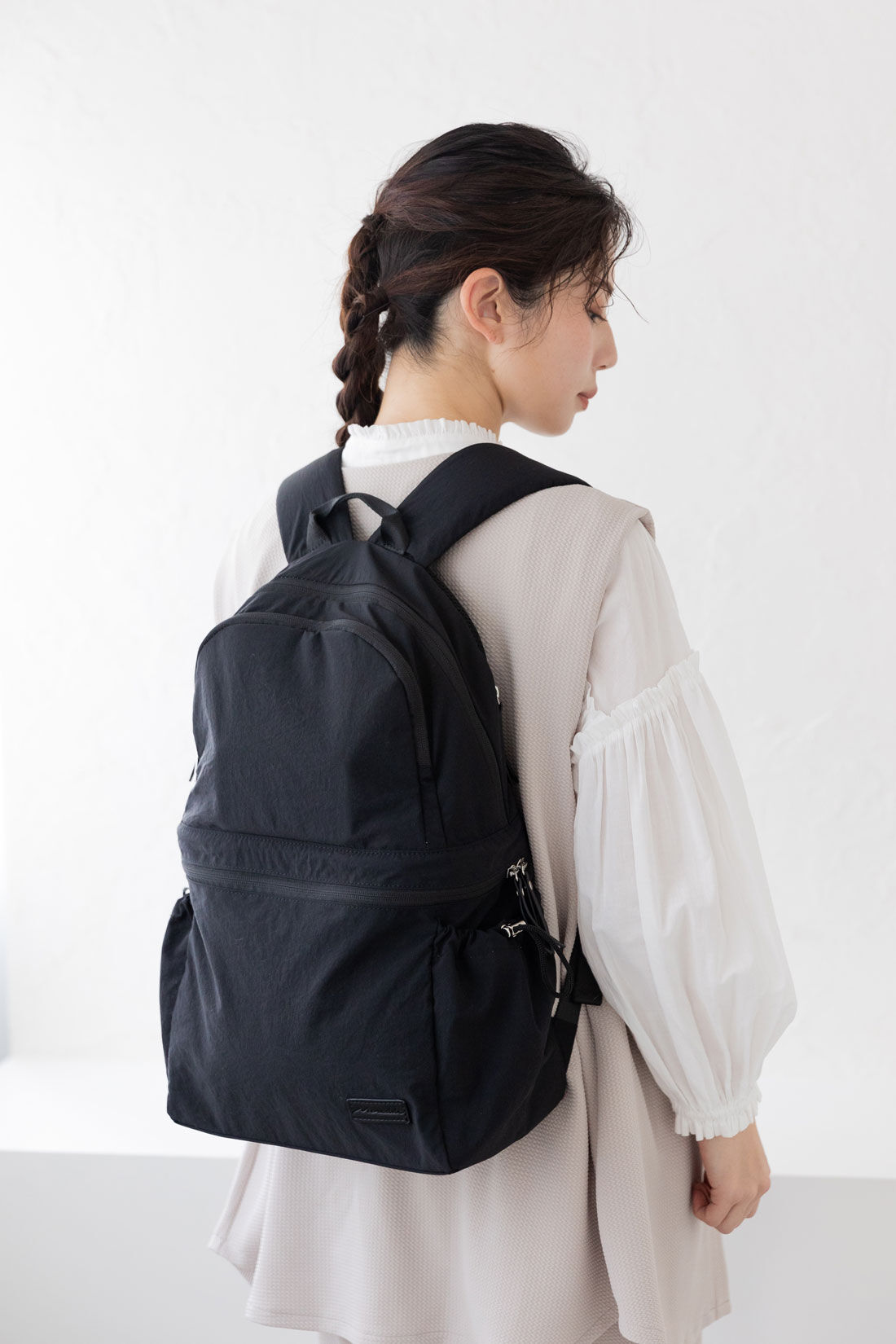 FELISSIMO Mama|Moredde　二層で荷物が分けられるのが便利なマザーズリュック〈ブラック〉|たっぷり入るのに530gなのがうれしい