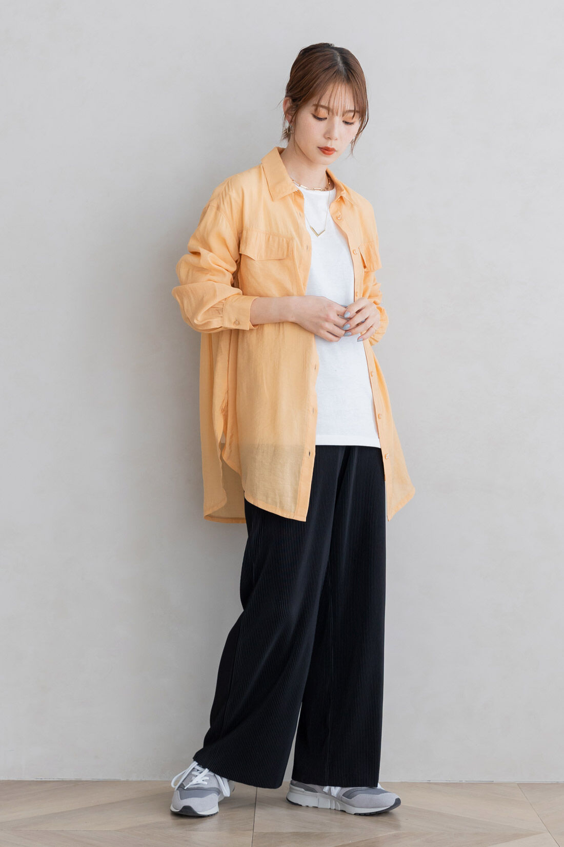 フェリシモMama|Moredde　マタニティから産後も使える　ウエストクロス仕様のプリーツパンツ〈ブラック〉