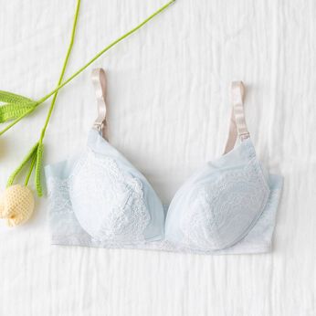 FELISSIMO Mama | 授乳レースブラジャー　ストラップオープン　授乳ブラ　マタニティインナー　サックス