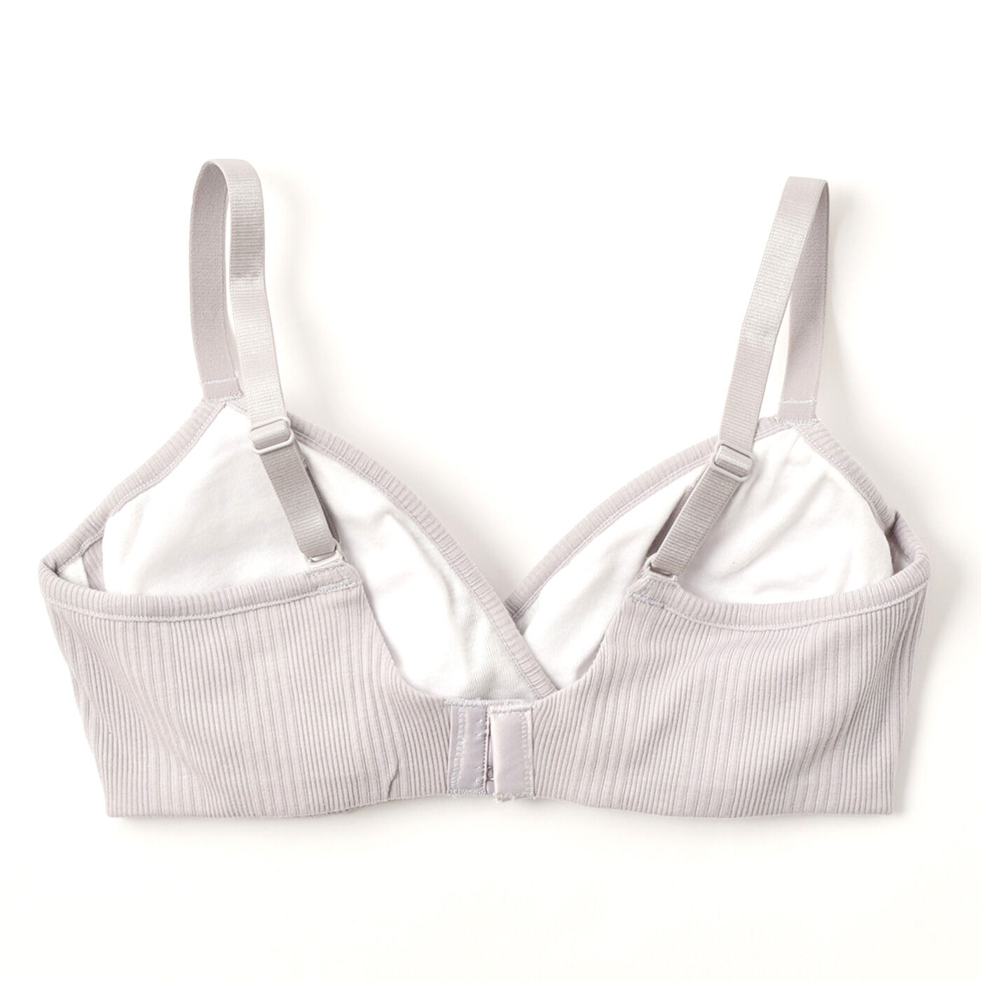 フェリシモMama|産前・産後使える　ランダムリブ即授乳ブラジャー〈グレー〉|裏面は肌にやさしい綿100%