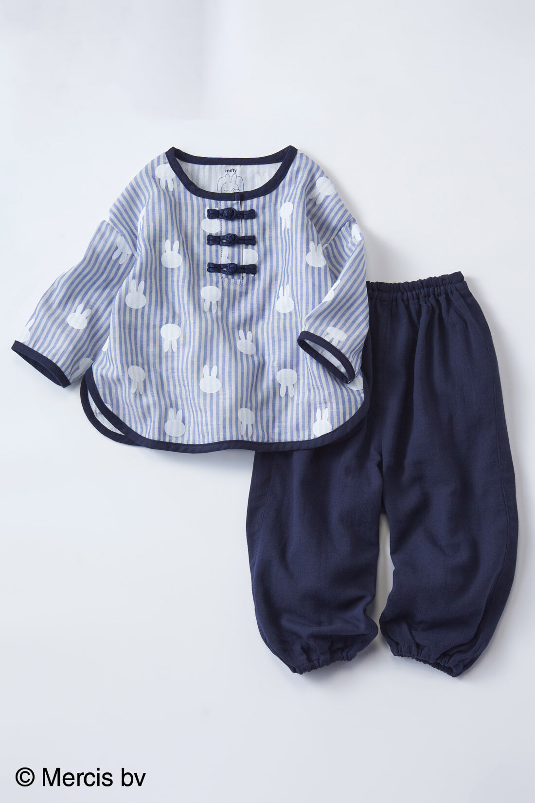 フェリシモMama|リブ イン コンフォート ×miffy　ふわふわダブルガーゼのストライプ長袖キッズセットアップ