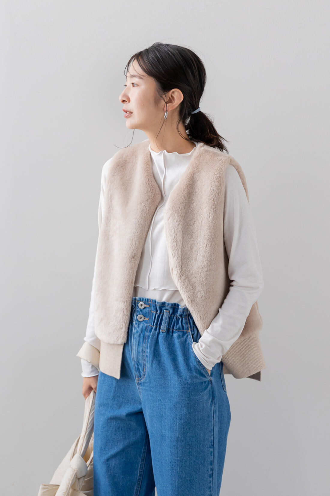 フェリシモMama|Moredde　心地いい素材の２－ＷＡＹ授乳トップス〈オフホワイト〉|衿ぐり・袖口・切り替え部分のメロウが華やか