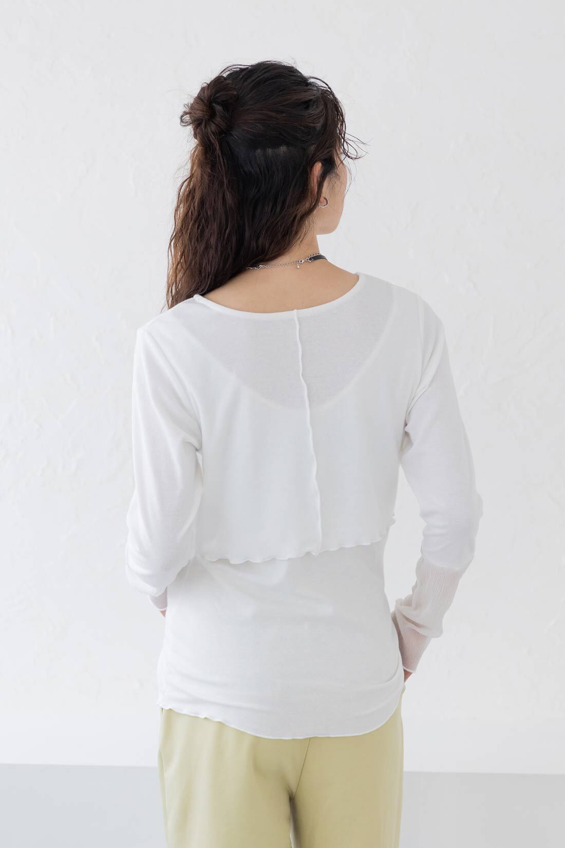 FELISSIMO Mama|Moredde　心地いい素材の袖口シアー２ーＷＡＹ授乳トップス〈スモーキーブルー〉|前後着られる２－WAY仕様　※写真は別色です。