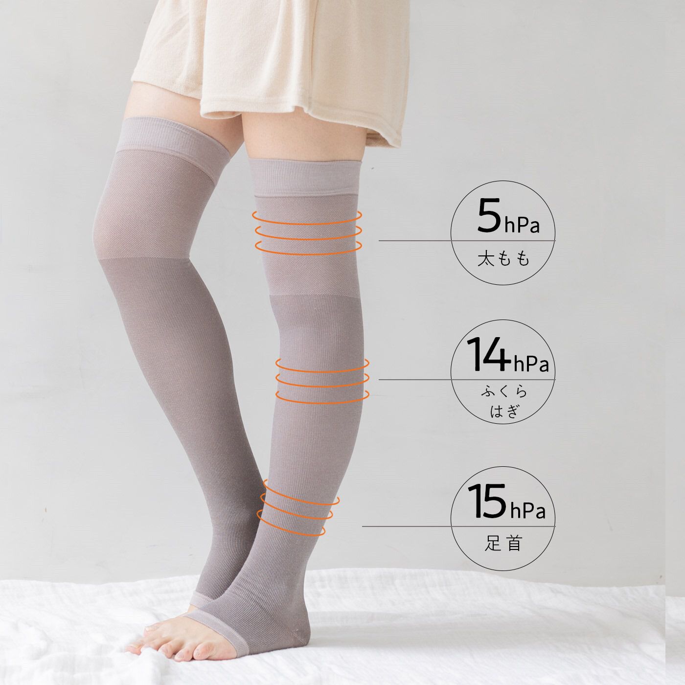 フェリシモMama|Moredde　コットン混で心地いい　着圧ニーハイソックス＜サックスブルー＞