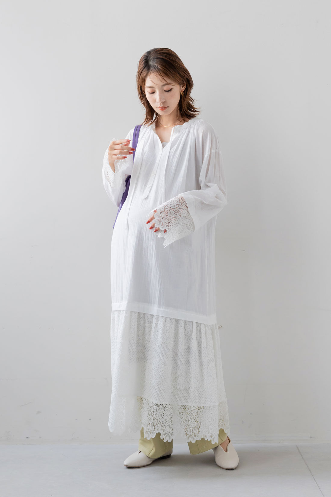 フェリシモMama|Moredde　マタニティから産後も使える　ストレッチストレートパンツ〈スモーキーイエロー〉