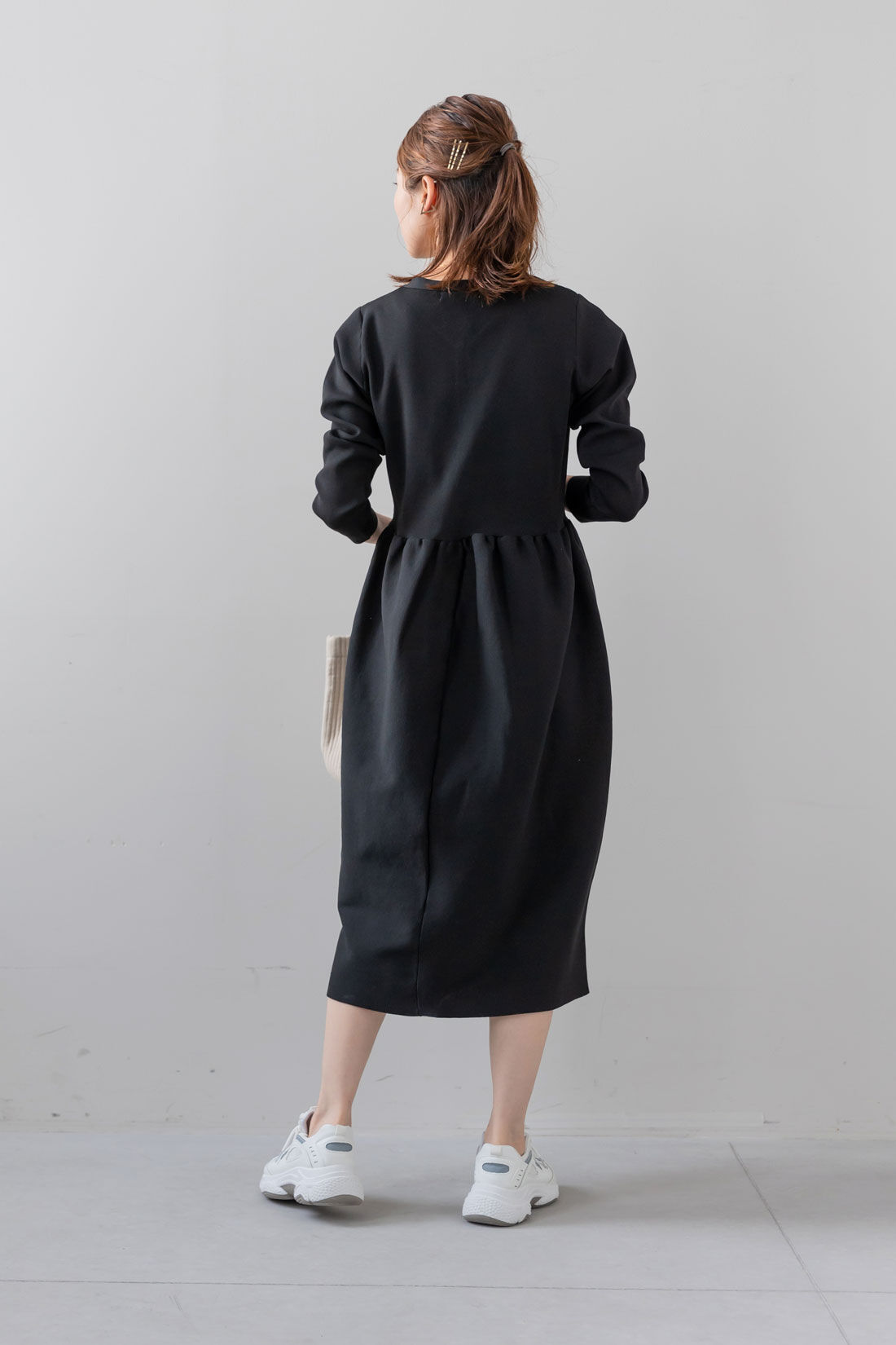 フェリシモMama|Moredde　バウンドニットのブラックニットワンピース