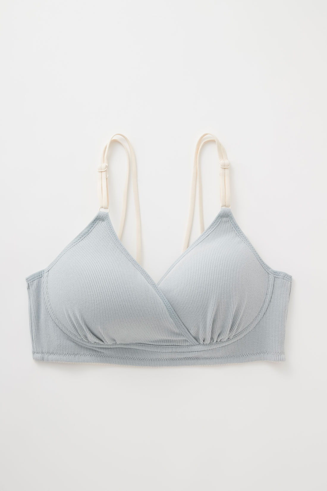 フェリシモMama|［Mama select］産前・産後使える　ストラップが伸びて授乳しやすい　リブ素材のカシュクール授乳ブラジャー〈ライトグリーン〉