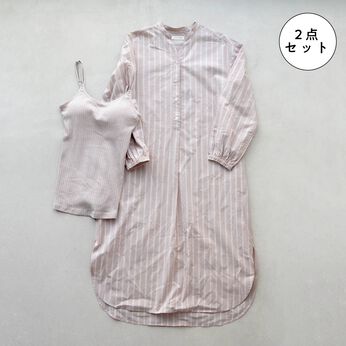 フェリシモMama | マタニティパジャマ 授乳 ワンピースパジャマ ＆ カップ付き 授乳キャミソール〈ベージュ〉