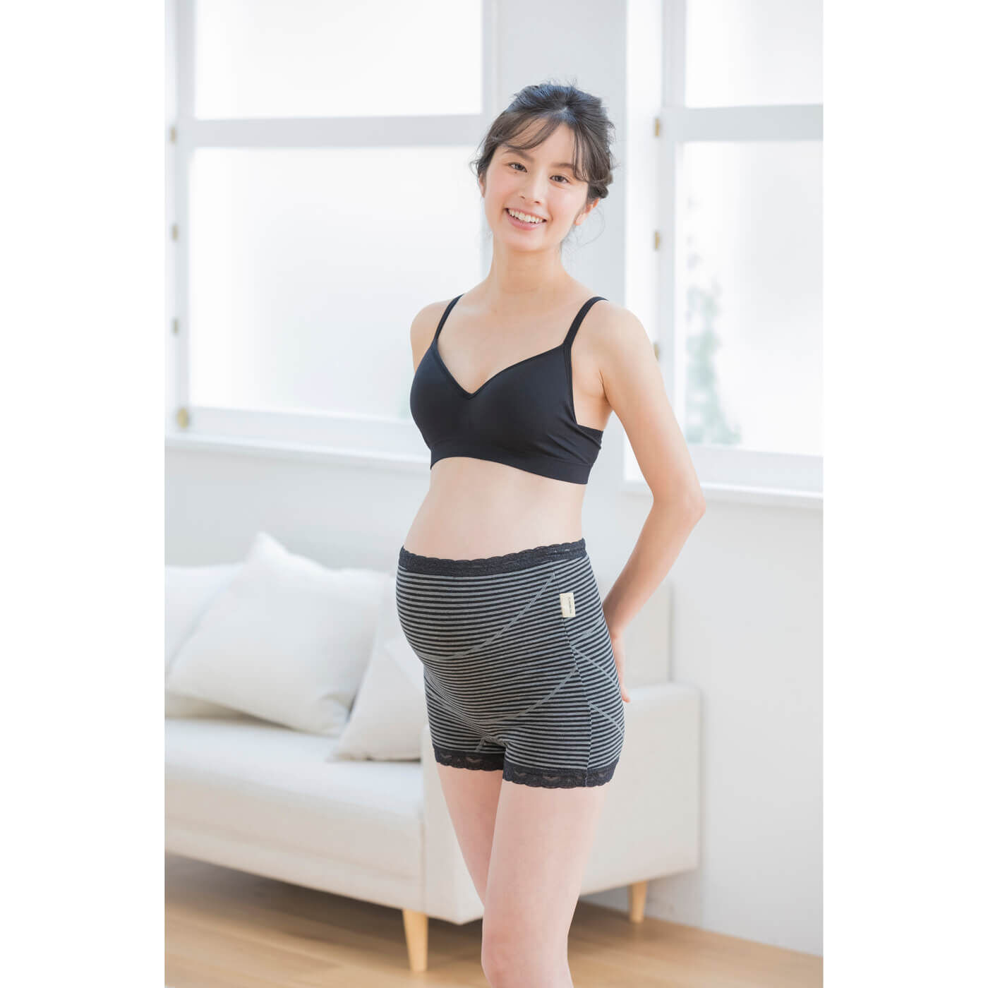 フェリシモMama|犬印本舗　らくばきパンツ妊婦帯〈パンツタイプ・チャコールグレー〉