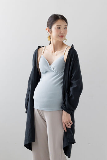 FELISSIMO Mama | 授乳ブラキャミソール　カシュクール　マタニティインナー　ブラキャミ　ライトグリーン