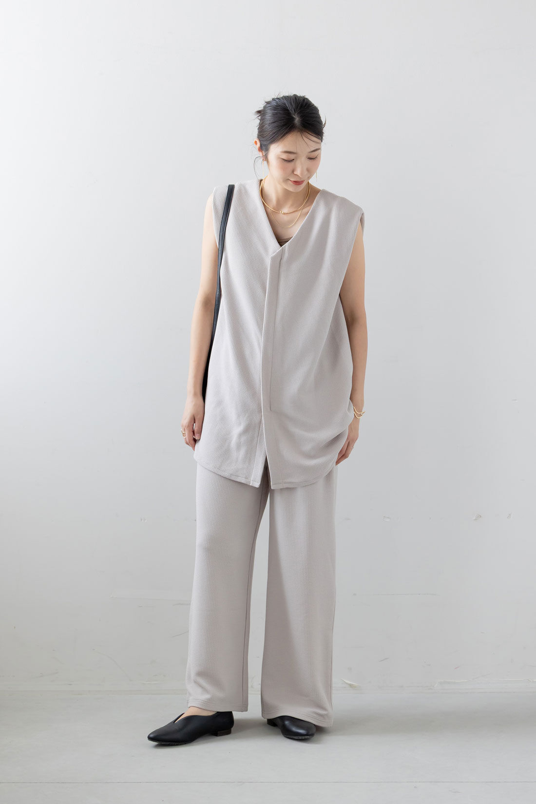 フェリシモMama|Moredde　マタニティから産後も使える　２－ＷＡＹカットソーセットアップ〈グレージュ〉