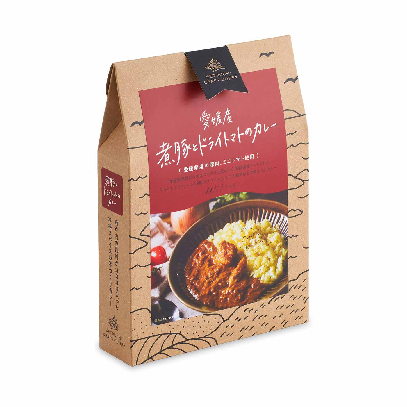 純農|純農 お取り寄せ気分で味わう！ 北海道＆瀬戸内＆鹿児島 本格グルメカレーの会（8回予約）|愛媛県産の豚ばら肉がゴロゴロ〈煮豚とドライトマトのカレー〉