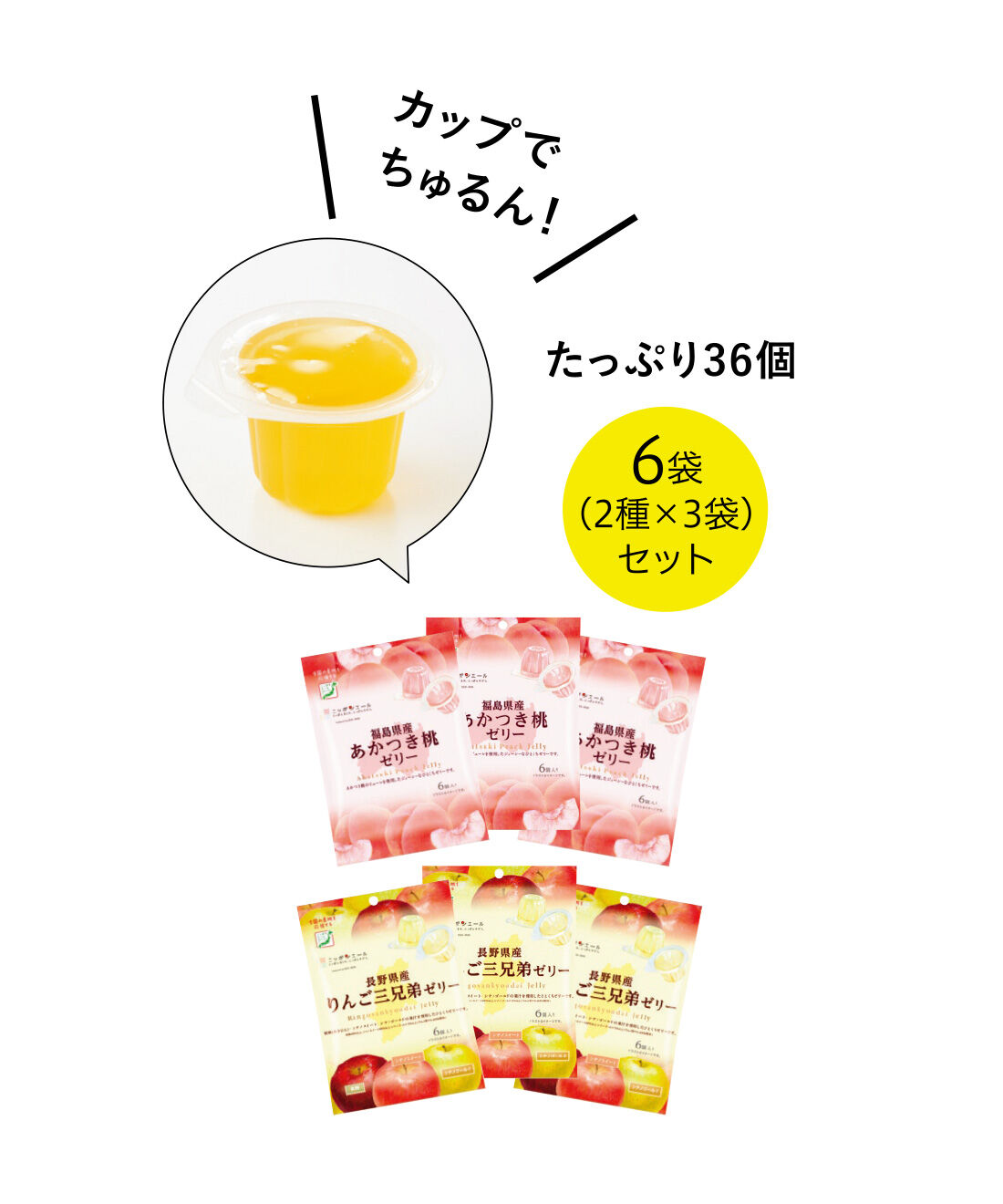純農|純農 ニッポンエール 夏の食感♪ 県産果物を楽しむ 一口サイズのたっぷりぷるるんミニゼリーの会（3回予約）|●1回のお届けセット例です。