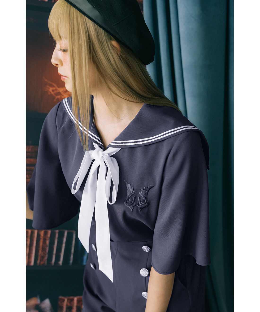 魔法部|魔法部　凪を感じる魔法学校の制服　マリン風セーラーブラウス〈ブルーグレー〉