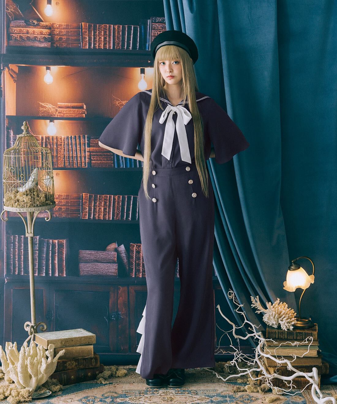 魔法部|魔法部　凪を感じる魔法学校の制服　マリン風セーラーブラウス〈ブルーグレー〉