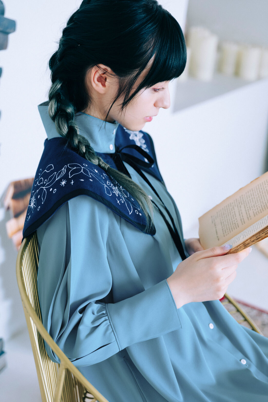 魔法部|魔法部　夢を旅する　ふわふわ付け衿付きナイトドレス風ワンピース〈ブルー〉