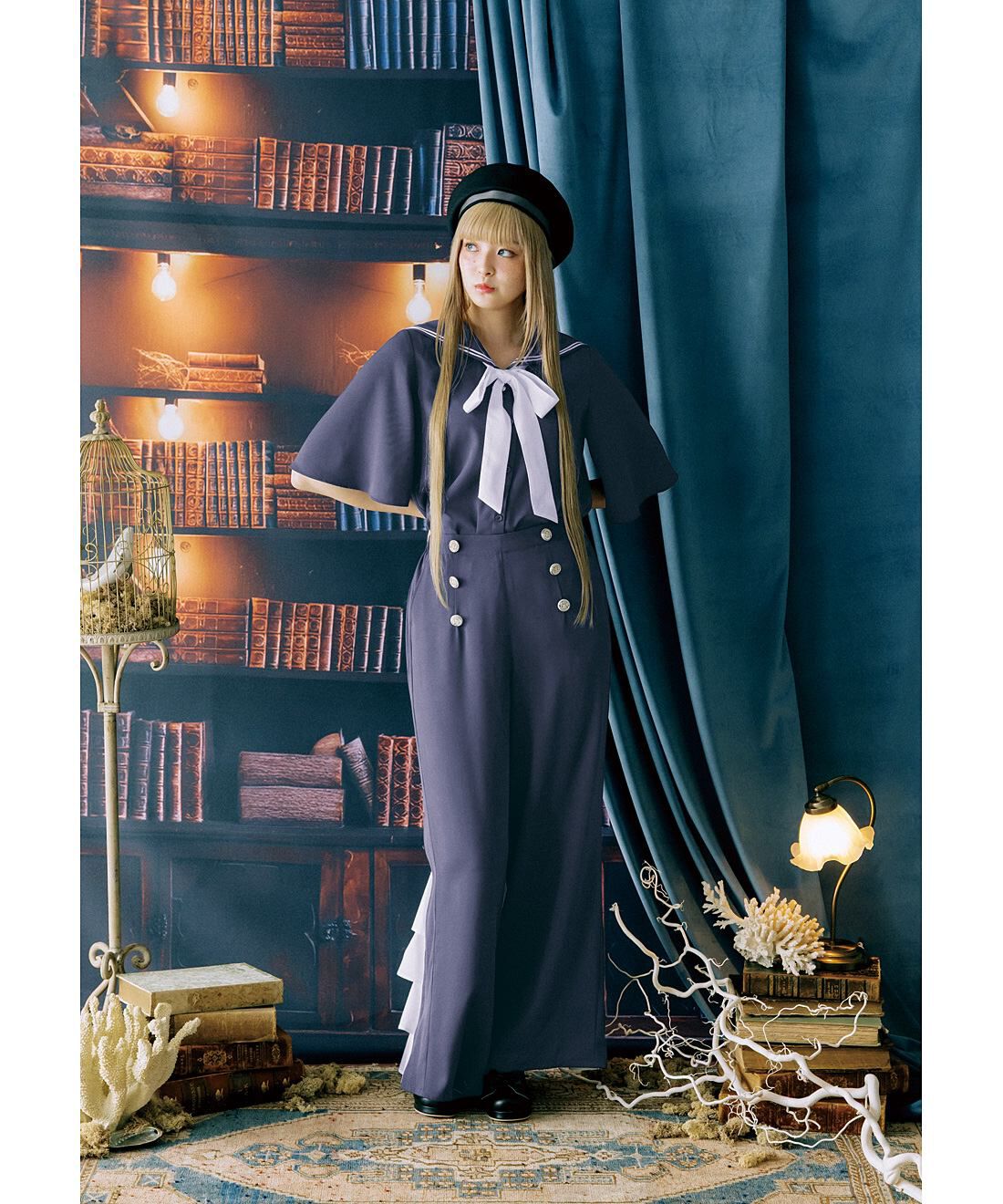 魔法部|魔法部　凪を感じる魔法学校の制服　マリン風セーラーブラウス〈ブルーグレー〉