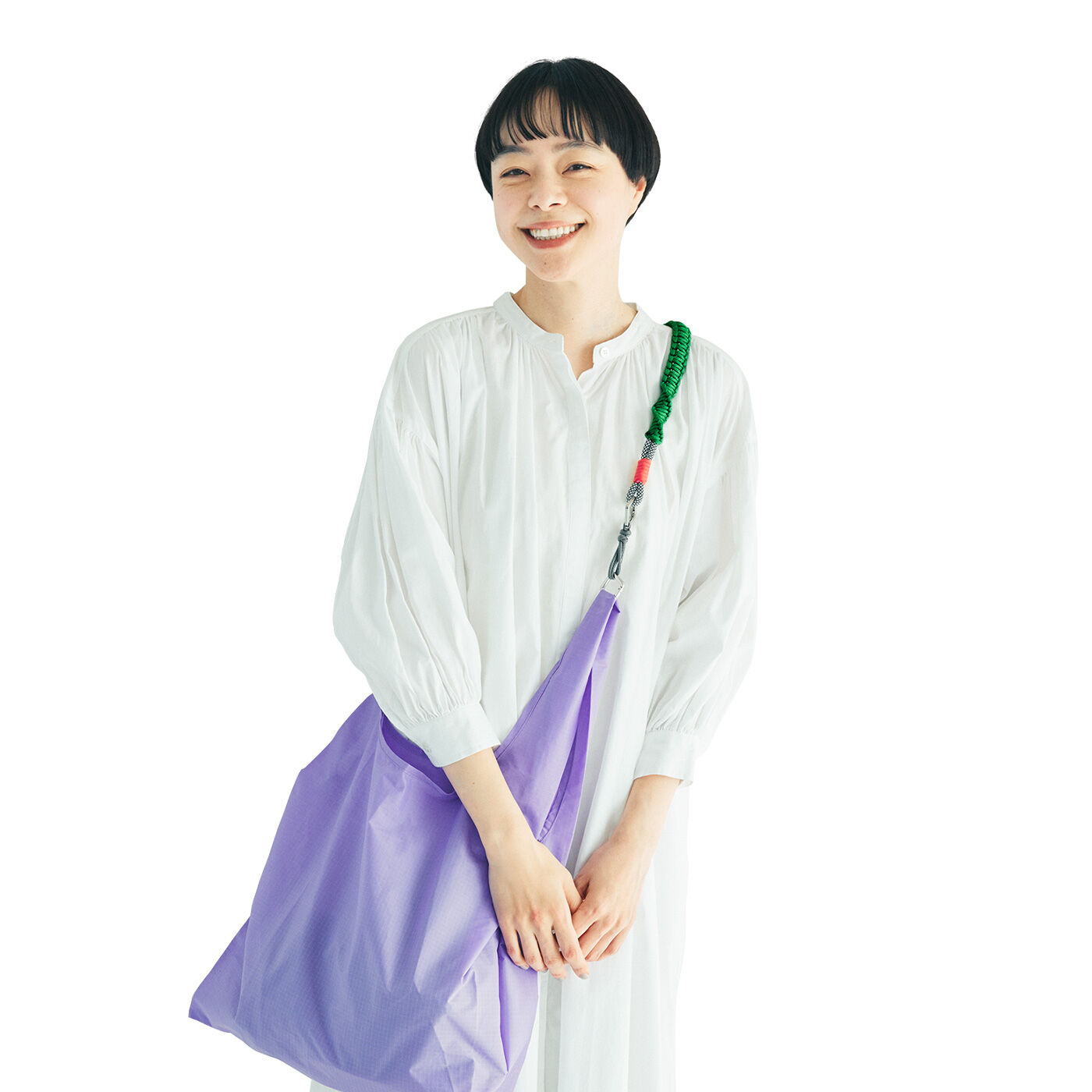 L'AMIPLUS|ラミプリュス 肩掛けから斜めがけまで ソロモン編みの引っかけカラビナ延長ショルダーの会