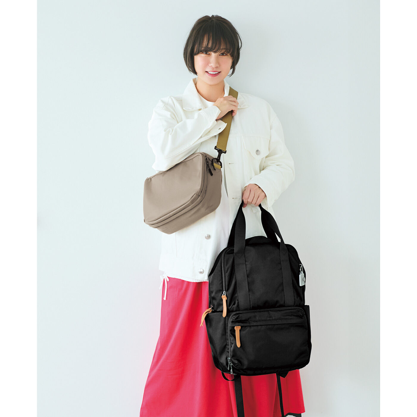 L'AMIPLUS|田中美保さん×ラミプリュス　仕分けたい荷物がスイスイ！　ワンフロアにもなる２階建てリュック〈ブラック〉