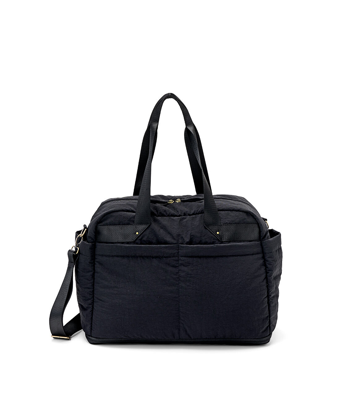 L'AMIPLUS|ラミプリュス 底の拡張と取り外せる整とんケースで自由な旅を トラベルボストンバッグ〈ブラック/撥水（はっすい）〉|〈拡張なし〉一見シンプルな仕様のボストンバッグには工夫がたくさん詰まっています。