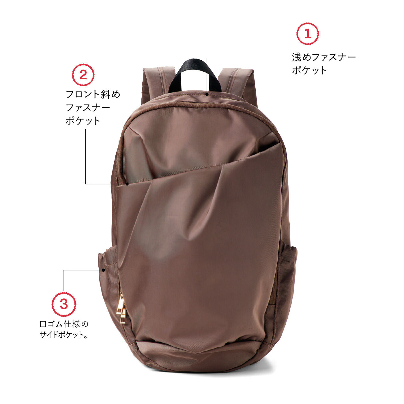 L'AMIPLUS|ラミプリュス ガバッと開いて一目瞭然！ 9ポケ＆仕切りで仕分け上手 撥水スマートリュック〈パールココア〉