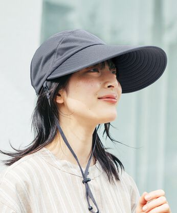 L'AMIPLUS［ラミプリュス］ | 頭部オールメッシュつば広キャップ〈グレー〉