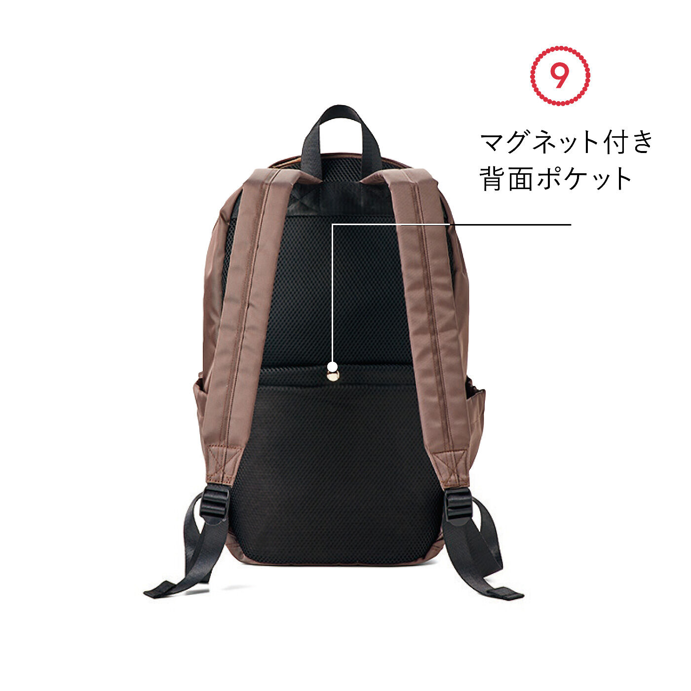 L'AMIPLUS|ラミプリュス ガバッと開いて一目瞭然！ 9ポケ＆仕切りで仕分け上手 撥水スマートリュック〈パールココア〉