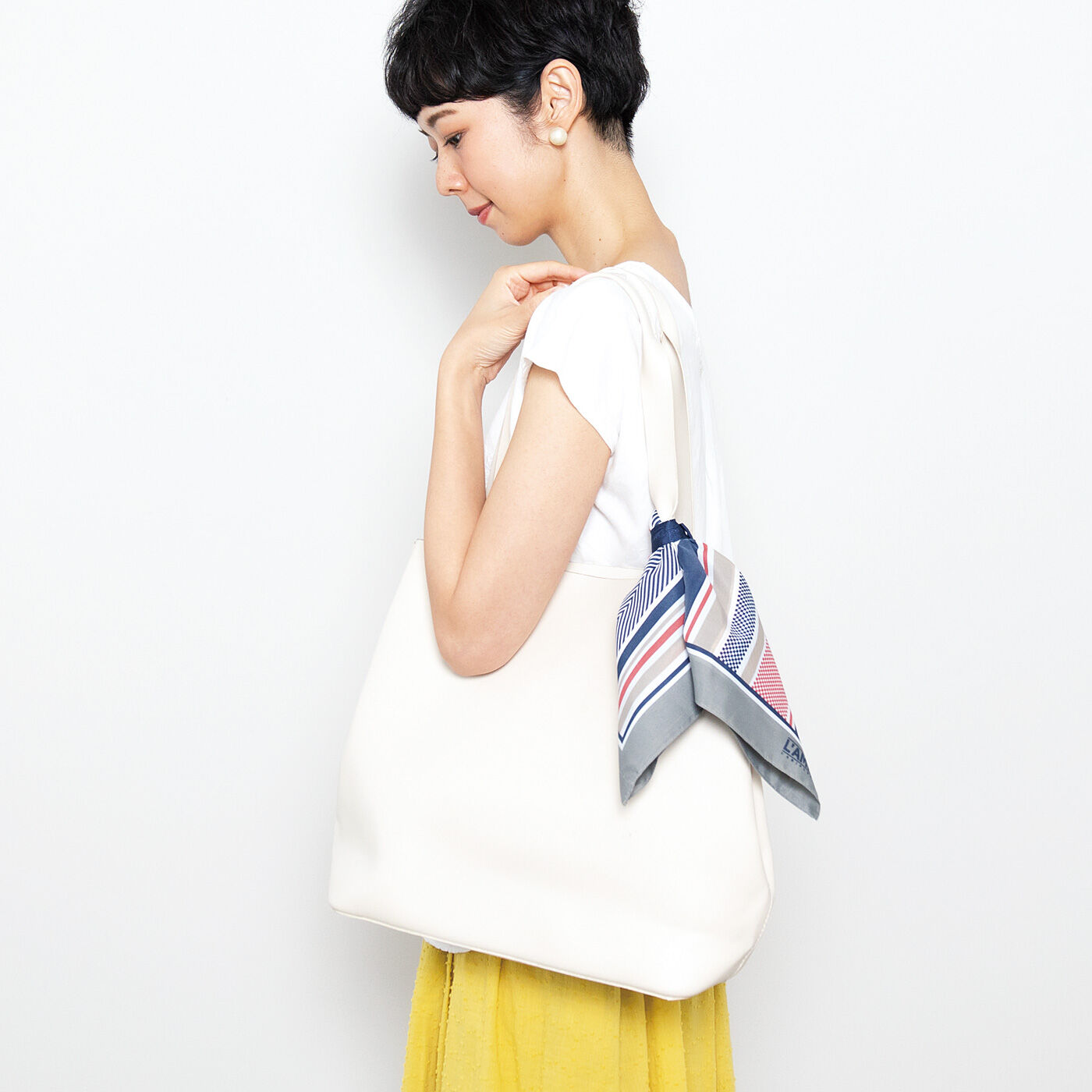 L'AMIPLUS|ラミプリュス　急な買い物も安心　結んでお出かけスカーフエコバッグ〈ストライプ〉の会