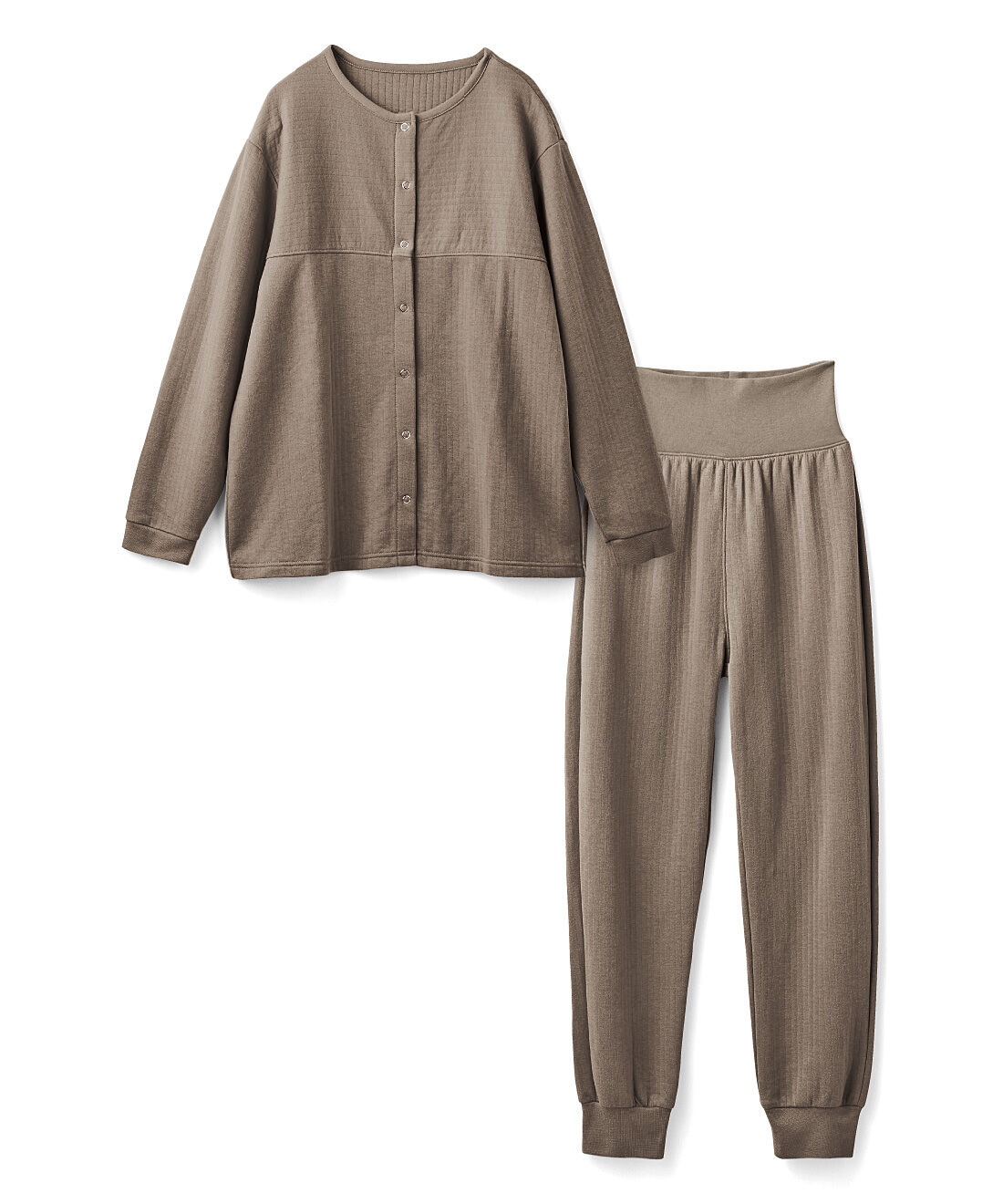 L'AMIPLUS［ラミプリュス］|ラミプリュス　やわらか綿混上品キルトで心ほどける着心地 カーディガンとボトムスのセットアップの会|〈セピアブラウン〉プッシュアップしやすい袖口。